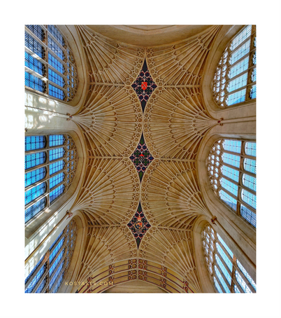 The Gothic ceiling of the Bath Abbey with its fine fan vaulting.