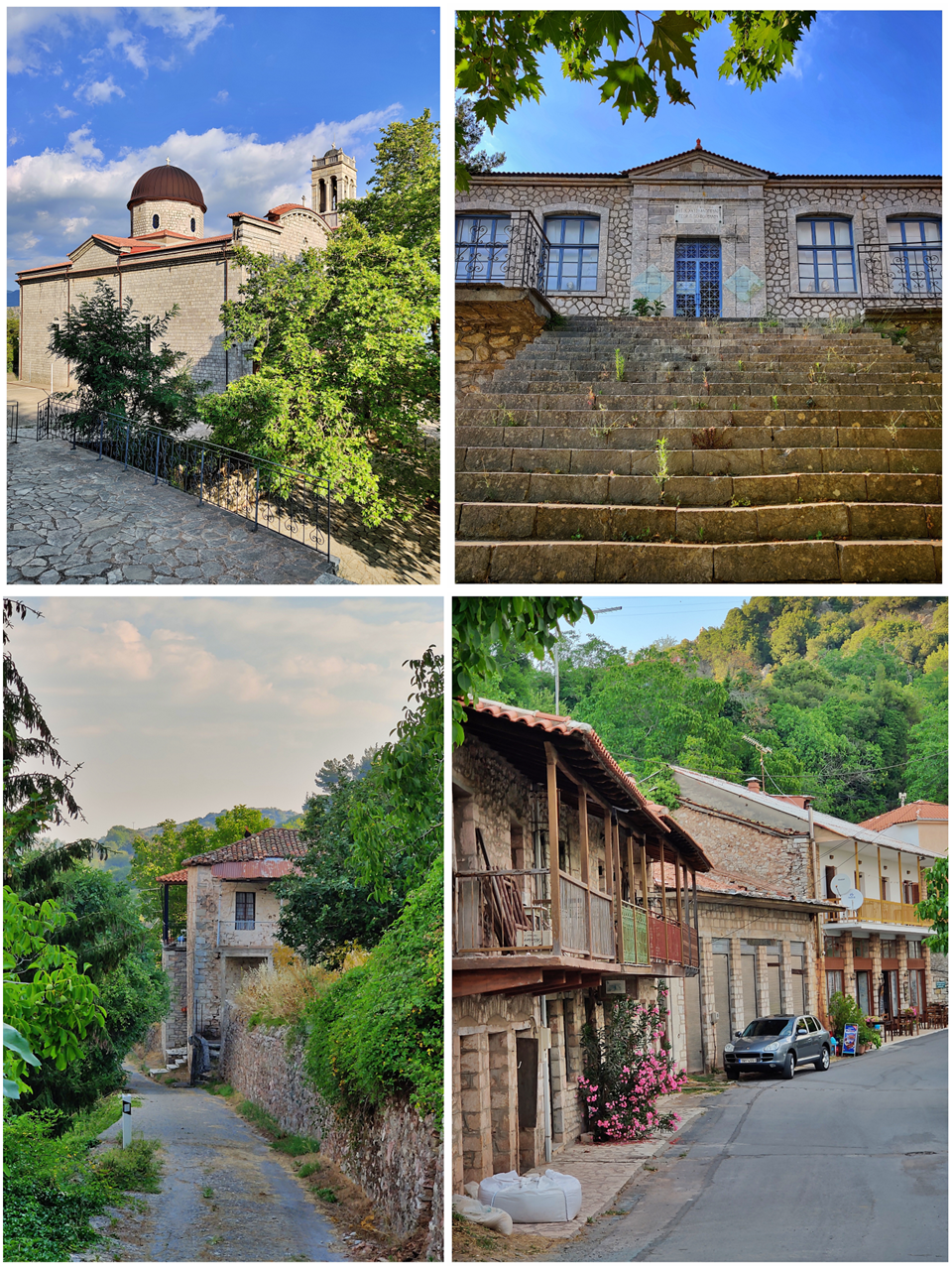 Zatouna. Panagia Elovitissa and the Elementary school (top).