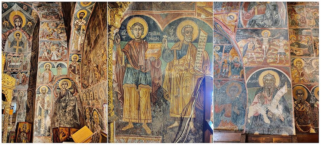 Frescoes in the katholikon of Dekoulou Monastery.