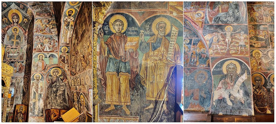 Frescoes in the katholikon of Dekoulou Monastery.