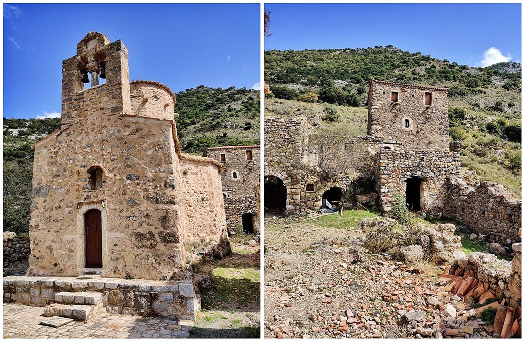 Tsigou Monastery. The katholikon and one building are fully restored.