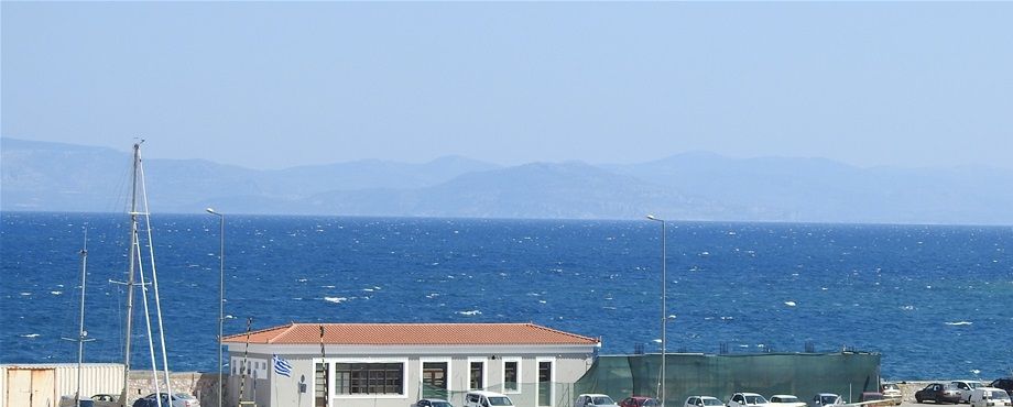A harbor view from my room at Aktaion Hotel.