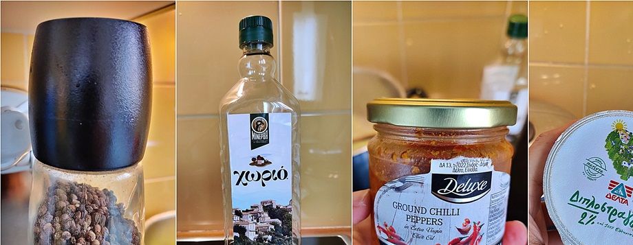 Pepper, Olive oil (extra virgin), chilli peppers paste, Greek yogurt and dry cranberries.
