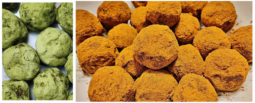 Here you are: brown and green truffles to devour!