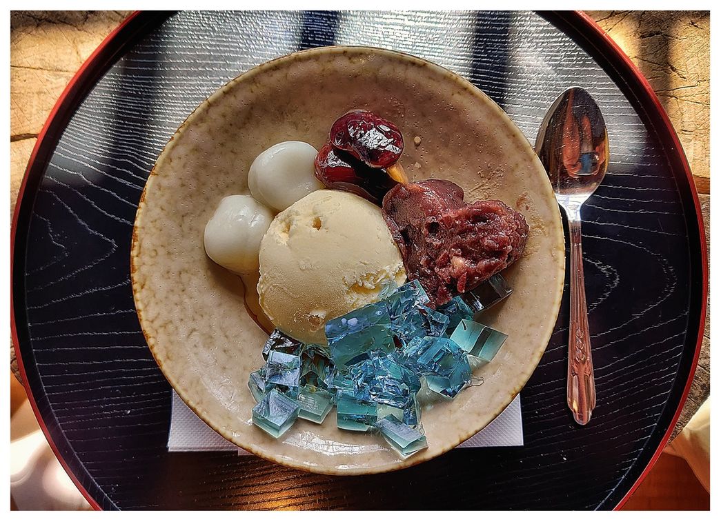 Traditional ice-cream at Inside Yamashime Bany cafe.