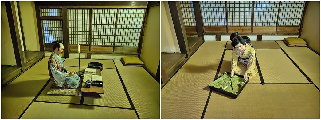Inside Shimoyoichi Unjouya. Dummies represent everyday life activities.