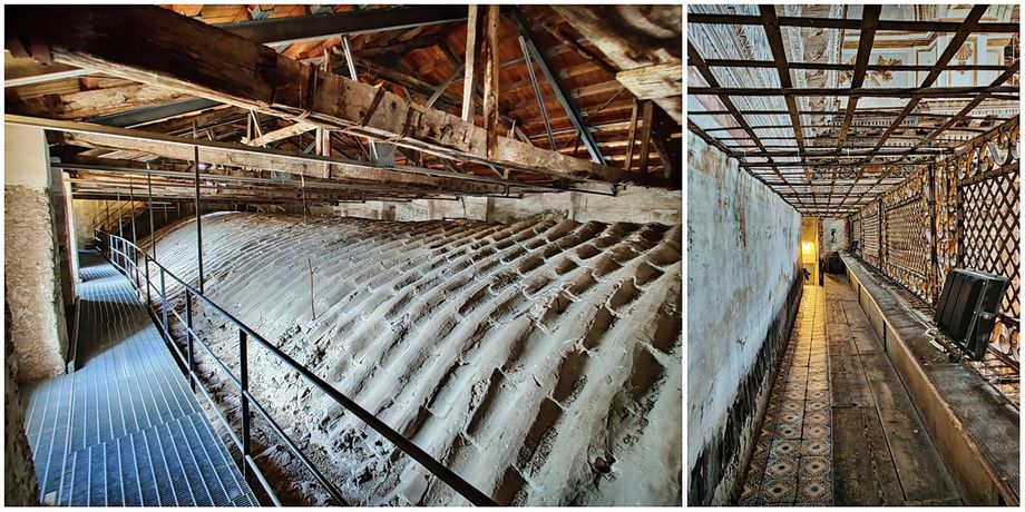 On your way through the monastery to the rooftop terraces, you find yourself walking on catwalks on top of the church’s roof and through its wooden structures. It is a strange feeling like walking on “thin ice,” not for the acrophobic ones.
