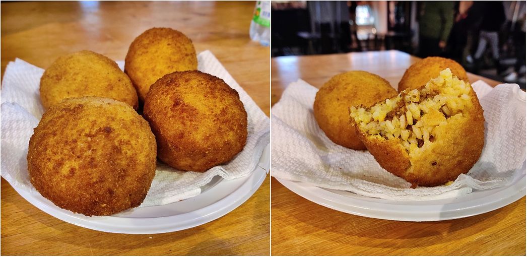 Arancina at 'Ke Palle' (Arancine d'Autore) in Via Maqueda.