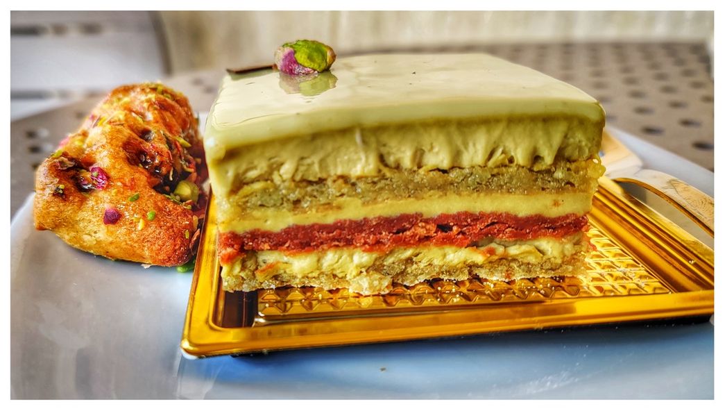 PIstachio Torta Setteveli at Pasticceria Capello in Palermo.