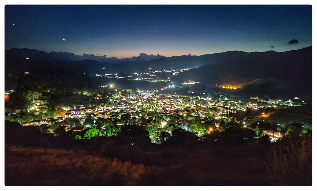 Kalavryta in the night, seen from Azanias hotel.