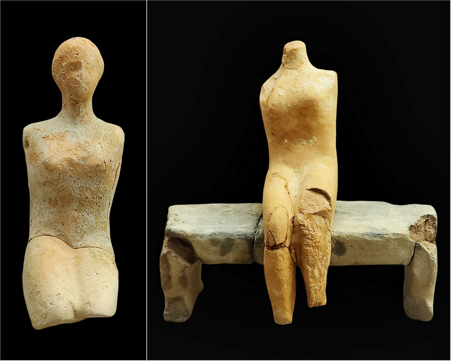 PLAGONS (DOLLS)  Plagons were common offerings at Artemis' sanctuaries. At Brauron's sanc tuary have been found male and female dolls made of clay or marble, dressed or naked, with stable or fidgeting members, while most of them had no hands and limbs. There were possibly dolls made of fabric and wood. Girls offered their toys to the patron goddesses of marriage before their coming of age or marriage. Important evidence provides an epigram of The Palatine Anthology; Timareta dedicates her dolls and their dresses to Artemis just before her wedding.  “Her tambourines and pretty ball, and the net that confined her hair, And her dolls and dolls' dresses, Timareta dedicates before her marriage to Artemis of Limnae, a maiden to a maiden, as is fit; Do thou, daughter of Leto, laying thine hand over the girl Timareta, preserve her purely in her purity