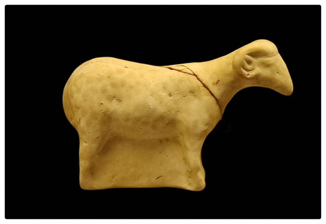 Sheep toy made of clay.