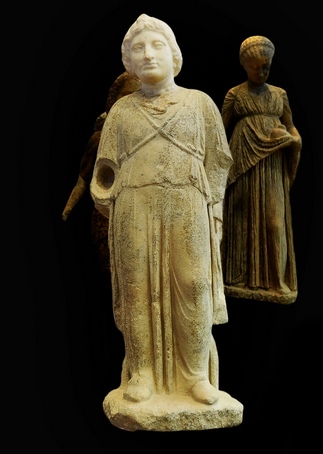 Statuettes of boys and girls as offerings to Goddess Artemis.