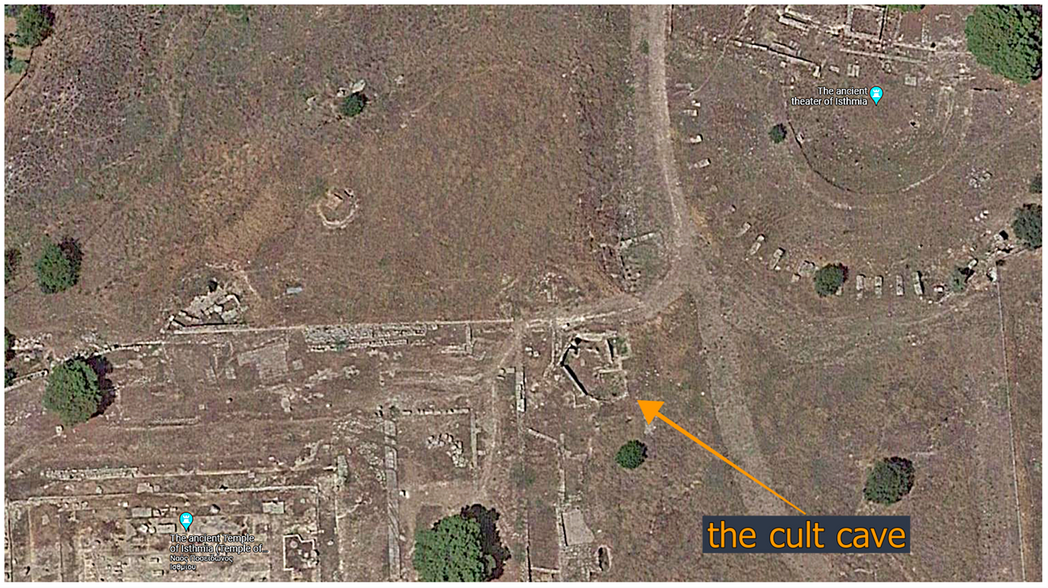 The Cult Cave located between the theater and the temple of Poseidon.